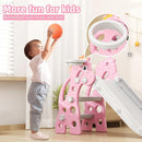 67i Toddler Slide for Indoor & Outdoor Play with Basketball Hoop, Anti-Slip Steps, 46.8in Baby Climber (Pink) by TinyTreasures Baby Boutique