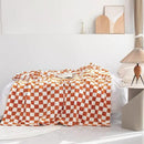 LOMAO Throw Blankets Flannel Blanket with Checkerboard Grid Pattern Soft Throw Blanket for Couch, Bed, Sofa Luxurious Warm and Cozy for All Seasons (Orange, 50"x60") by CozyNest Decor