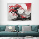 Cherry Blossoms Tapestry, Japanese Red Landscape Asian Abstract Art, Bedroom Living Room Decor 40"x30" by CozyNest Decor