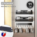 Magnetic Spice Rack for Refrigerator, 3 Pack Magnetic Shelf, Moveable Fridge Organizer with 8-Hook Rack, Seasoning Organizer for Kitchen by CozyNest Decor