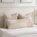 Fancy Homi 2 Packs Tan Decorative Throw Pillow Covers 22x22 Inch for Living Room Couch Bed Sofa, Rustic Farmhouse Boho Home Decor, Soft Corss Corduroy Patchwork Accent Beige Cushion Case 55x55 cm