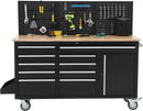 Heavy Duty 61" Tool Chest Cabinet, Mobile Garage Workbench with 10 Drawers and Power Strip, Rubber Wood Worktop, 1675 LBS Load, Rolling Tool Storage Organizer for Mechanic, Shop or Home Use by GreenHaven Gardens