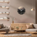 Black and Gold Wall Clocks Battery Operated 14 Inch Wall Clock Silent Non Ticking Glass Decorative Wall Clock for Office by CozyNest Decor