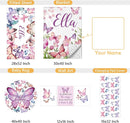 Personalized Baby Bedding Set, 5 Pcs Custom Infants Bedding Set with Infant Name, Double Layer Nursery Crib Set for Girls Boys, Customized Gifts for Toddler Baby Shower, Pink & Purple Butterfly by TinyTreasures Baby Boutique