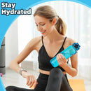 OLDLEY 32 oz Water Bottle, Motivational Water Bottle with Time Marker, Sports Water Bottle With Strap, Leakproof & BPA Free Large Water Bottles for School,Gym,Outdoor, Tritan, Transparent-Blue by CozyNest Decor