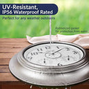 Andy Star 21 Inch Silver Illuminated Outdoor Wall Clock Waterproof with Thermometer and Hygrometer, Oversized Battery Operated Round Wall Clock, Big Silent Non Ticking Clock for Patio Pool Garden by CozyNest Decor