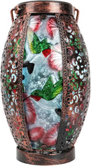 Hummingbird Solar Lanterns Glass & Metal Hanging Lantern Outdoor Waterproof 16" H Tabletop Light with Hollowed-Out Design for Garden Patio Table Decor Mother's Day Gift by GreenHaven Gardens