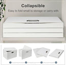 Large 17" 36 Quart Collapsible Stackable Storage Bins with Lids, 1 Pack White Foldable Fabric Closet Storage Boxes with Lids, 4 Handles Heavy-duty Linen Cube Baskets for Bedroom by TinyTreasures Baby Boutique