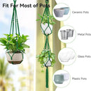 USLAI Macrame Plant Hanger Indoor Outdoor, Up to 4-15 inch Pot, Heavy 20lb Planters, Extra Long Strong Hanging Planter Basket Holder, Boho Home Decor, 35+49 Inch, Green (POTS NOT Included) by GreenHaven Gardens