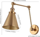 JONATHAN Y JYL7461A-SET2 Rover 7" Farmhouse Industrial Adjustable Arm Metal LED Wall Sconce Rustic Bohemian 2700K 4W Bulb for Entryway Lobby Kitchen Bathroom Bedroom Hallway, Brass Gold (Set of 2) by CozyNest Decor