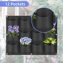 12 Pockets Hanging Planter Bags, Hanging Vertical Wall Mounted Plant Planting Grow Bags, Herb Garden Planter Outdoor Indoor Growing Bag, Gardening Vertical Greening Flower Container(0.6m×0.8m, Black) by CozyNest Decor