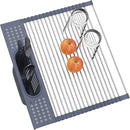 LEMIKKLE Roll Up Dish Drying Rack 17.5" x 15.2" Over The Sink Dish Drying Rack, Multi-Purpose Kitchen Rolling Dish Drainer Foldable SUS 304 Stainless Steel Dish Drying Rack by CozyNest Decor