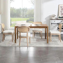 Farmhouse Rattan Dining Chairs Set of 4 Solid Wood Kitchen Chair with Cane Back French Country Upholstered Accent Chair Rustic Armless Side Chairs for Dining/Living Room/Restaurant, Beige by CozyNest Decor