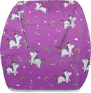 Posh Creations Structured Comfy Bean Bag Chair for Gaming, Reading, and Watching TV, Coronado Chair, Canvas - Unicorn and Rainbows on Purple by TinyTreasures Baby Boutique