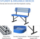 4/6/8 Feet Park Bench for Outside Heavy Duty Metal, Garden Benches Outdoor Bench with Backrest & Portable Frame, for Shopping Malls Stores Parks Patios Decks, Blue by GreenHaven Gardens