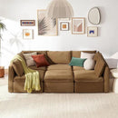 mopio Oversized Modular Sectional Sofa with Fully Removable Covers and Storage, Convertible U, L-Shaped and Sleeper Sectional, Modern Couches with Ottoman Chaise (Hazelnut Velvet, 6 Seats, Sleeper) by CozyNest Decor