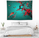 Houselerax Japanese Koi Fish Tapestry, Cherry Blossoms Asian Oriental Green Teal Floral Branch Koi Fish Carp Tapestries Wall Hanging for Bedroom Living Room Office Decor 80"x60" by CozyNest Decor