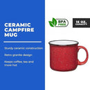 Set of 8 Ceramic Campfire Mugs – 15 Oz, Red – Coffee & Tea Cups for Home, Work, Travel, Camping – Customizable, Great for DIY, Events, Companies by CozyNest Decor