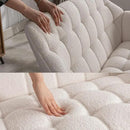 48" Small Loveseat Sofa, Modern Sherpa Mini Sofa Couch 2-Seater Fluffy Love Seat with Quilting Backs and Wood Legs for Living Room, Bedroom and Small Space, White by CozyNest Decor