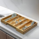 VaeFae Acacia Kitchen Silverware Organizer, Cutlery Drawer Organizer with 5 Compartments, Wooden Utensil Holder for Flatware and Cooking Tools by CozyNest Decor