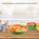greenandlife 9 Inch 4PCS Unbreakable Portion Control Plates, Divided Plates for Kids Adults, Dishwasher & Microwave Safe Compartment Plate, Lightweight Reusable Wheat Straw Plate, BPA Free by CozyNest Decor