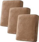 H.VERSAILTEX Velvet Stretch Couch Cushion Cover Plush Cushion Slipcover for Chair Loveseat Sofa Cushion Furniture Protector Seat Cushion Sofa Cover (3 Piece Sofa Cushion Covers, Camel) by CozyNest Decor