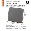 Classic Accessories Montlake Patio Furniture Cushion, 21"W x 22"H x 4"Thick, Light Charcoal by GreenHaven Gardens