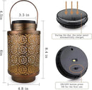 2 Pack Solar Lanterns Outdoor Waterproof, Hanging Led Lantern Garden Decorative, Metal Decorative Garden Lights, Solar Outdoor Lights Decor for Table Patio Garden Yard Pathway, Bronze, T00012 by GreenHaven Gardens