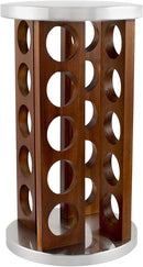 Orii 20 Jar Dark Acacia Wood Spice Rack with Spices Included - Rotating Tower Organizer for Kitchen Spices and Seasonings, (Dark Stained Acacia Wood) by CozyNest Decor