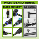 Drip Irrigation Kit - 100 FT. Hose Sprinkler System with 360° nozzles and T-connectors for Gardens, lawns, Plants, Flower beds, Trees, patios and hydroponics (Closeable nozzle-28) by GreenHaven Gardens