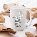 Santa Claus White Ceramic Teacup, Personalized Santa Claus Accent Coffee Mug Gift For Grandson Boyfriend Brother on Christmas Holiday, Unique Birthday Coffee Cup 11 Oz 15 Oz, Custom Name Kids Teacup by TinyTreasures Baby Boutique