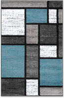Rugshop Contemporary Modern Boxes for Home Office,Living Room,Bedroom,Kitchen Non Shedding Area Rug 2'7" x 4' Blue by TinyTreasures Baby Boutique