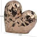 Deco 79 Ceramic Heart Decorative Sculpture Dimensional Angled Origami Inspired Home Decor Statue with Faceted Exterior, Accent Figurine 12" x 6" x 11", Rose Gold by CozyNest Decor