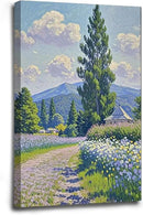 Countryside wildflowers landscape canvas poster natural plant flower artwork retro pastoral flower path suitable for farmhouse decoration by CozyNest Decor