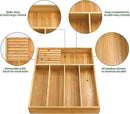 VaeFae Bamboo Silverware Organizer (Non-expandable), Utensil Holder for Drawer, Wooden Cutlery Tray with Divider for Kitchen Drawer, Utensil Organizer with Knife Block by CozyNest Decor
