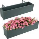 2 Pack Metal Railing Planter Box, 30 Inch Balcony Planters with Adjustable Brackets, Large Hanging Planters for Outdoor Fence Deck by GreenHaven Gardens