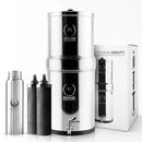 Gravity Water Filter System - 3.25 Gallons - NSF Certified - AISI 304 Stainless Steel Countertop Water Filter System with 2 Smart (Black) Carbon Filter Elements & Free Stainless Steel Water Spigot by CozyNest Decor