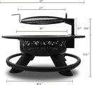 Red Mountain Valley 47" Outdoor Fire Pit with Adjustable Grill, 2-in-1 Outdoor Large Wood Burning Firepit Bowl, Bonfire Patio Fire Pits with Cooking grates, Metal Round Table for Backyard by GreenHaven Gardens