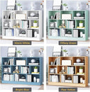 IOTXY Open Shelf Low Bookcase - Wooden 3-Tier Floor Standing Display Cabinet Organizer with Base, 10 Cubes Short Horizontal Bookshelf in Tiffany-Green by CozyNest Decor