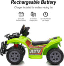 Kids ATV 4 Wheeler, 6V Ride-On Toy for Toddlers 1-3 Boys & Girls with Music, Forward & Reverse - Green by TinyTreasures Baby Boutique