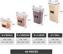 Freshware Kitchen Storage Containers with Lids, 48 PCS Airtight Food Storage Containers, Plastic Kitchen Containers, Pantry Containers for Cereal, Dry Food, Includes Labels, Marker & Measuring Spoons by CozyNest Decor