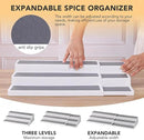 3 Tier Expandable Spice Rack Organizer, Plastic Spice Rack, Adjustable Length 14.6In-25.8In, Non-Skid Tiered Spice Shelf Organizer for Kitchen Cabinet, Cupboard, Pantry, White/Grey by CozyNest Decor