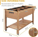 Raised Garden Bed with Lockable Wheels Mobile Elevated Wood Planter,Storage Shelf, Protective Liner,55.5x24x32in (Brown) by CozyNest Decor