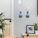 Set of Two Handmade Chinese Blue & White Porcelain Wall Mounted Vases – Chinoiserie Ceramic Flower Vase for Indoor Home Décor, Wall Hanging Vases for Living Room & Bookshelf by CozyNest Decor