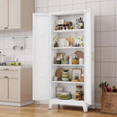 71" H Metal Kitchen Pantry Storage Cabinet, Freestanding Cupboard with 2 Doors and 4 Adjustable Shelves, Standing Storage for Kitchen, Bathroom, Garage, Dinning Room or Utility Room（White） by CozyNest Decor