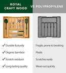 ROYAL CRAFT WOOD Luxury Bamboo Kitchen Drawer Organizer - Silverware Organizer, Utensil Holder & Cutlery Tray Drawer Dividers for Flatware (9 Slot, Natural) by CozyNest Decor