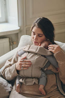 BabyBjörn Baby Carrier Mini, Gray Beige, 3D Mesh Newborn Carrier (7-25 lbs), Ergonomic, Easy-to-Use by TinyTreasures Baby Boutique