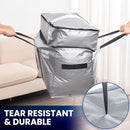 TAILI 2 Tier Extra Large Moving Bags, 2 Pack Silver Heavy Duty Totes For Storage with Visible Window, Wrap Around Handles, Storage Bags for Space Saving, Alternative to Moving Boxes by TinyTreasures Baby Boutique