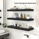 Heimlove 12 Inch Deep Floating Shelves, 16 x 12 inches Long Wall Shelf, Large Extra Display Shelf & Storage Shelf, Rustic Wood Wall Shelves for Fireplace Mantel, Black - 2Pack by CozyNest Decor