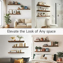 BAYKA Floating Shelves for Wall, 36 inches Wall Mounted Rustic Wood Shelves for Bathroom, Bedroom, Living Room, for Storage/Decor with 30lbs Capacity（Rustic Brown,Set of 3 by CozyNest Decor